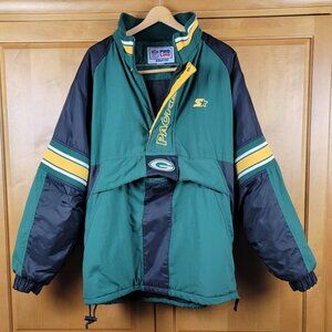 Vintage 90s Starter Pro Line NFL Green Bay Packers Pullover Winter Jacket - L